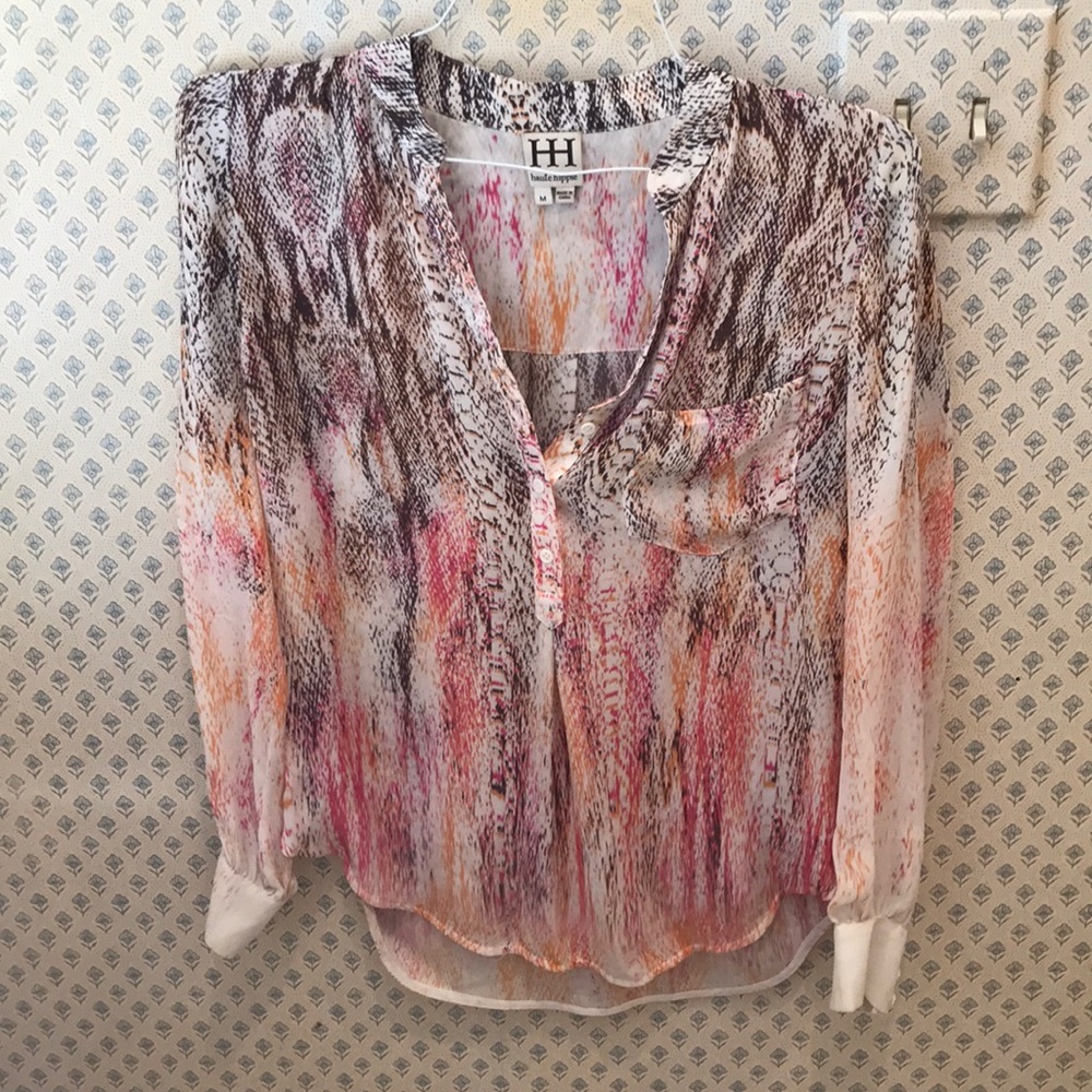 Haute Hippie brown, pink, and orange blouse.
